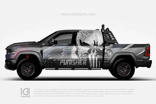 Punisher Skulls Car Wraps Made With Top 3M Vinyl - 10KWRAPS