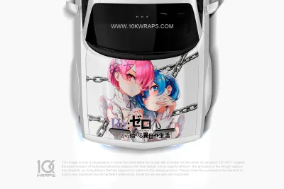 Re Zero Rem Anime Car Vinyl Wrap Made With Top 3M Top Wrap