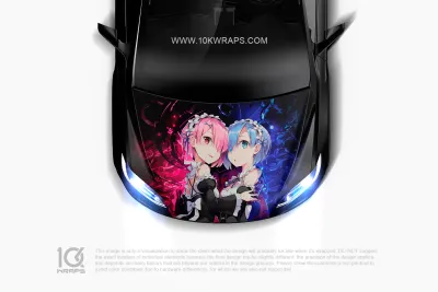 Re Zero Rem Anime Car Vinyl Wrap Made With Top 3M Top Wrap