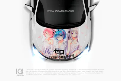 Re Zero Rem Anime Car Vinyl Wrap Made With Top 3M Top Wrap