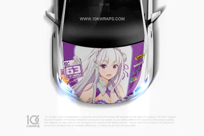 Re Zero Rem Anime Car Vinyl Wrap Made With Top 3M Top Wrap