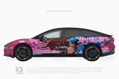 Jinx League of Legends Ford Mustang Anime Wrap – Custom Itasha Vinyl Design by 10KWRAPS