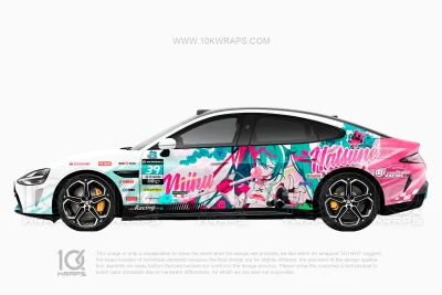 Hatsune Miku Racing Porsche 911 Car Wrap – Custom Anime Itasha Vinyl Design by 10KWRAPS