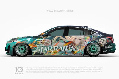 Firefly Honkai: Star Rail Cadillac CT5 Anime Wrap – Custom Itasha Auto Folierung by 10KWRAPS