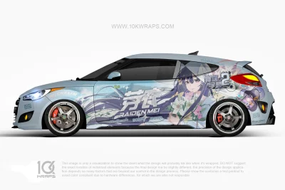 Raiden Mei & Kiana Kaslana Houkai Gakuen Hyundai Veloster Anime Wrap – Custom Itasha Car Wrap by 10KWRAPS