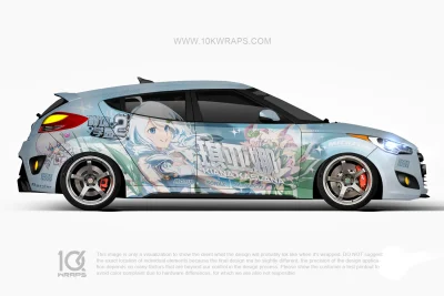 Raiden Mei & Kiana Kaslana Houkai Gakuen Hyundai Veloster Anime Wrap – Custom Itasha Car Wrap by 10KWRAPS
