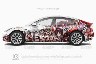 Nekomiya Mana Zenless Zone Zero Anime Car Wrap for Tesla Model 3