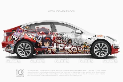 Nekomiya Mana Zenless Zone Zero Anime Car Wrap for Tesla Model 3