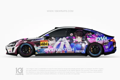 Overwatch & Yu Gi Oh! D.VA & Dark Magician Girl Itasha Wrap for Porsche 911 (1)