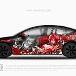 Red Hood Goddess of Victory NIKKE Itasha Wrap Designer – Tesla Model 3