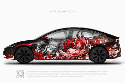 Red Hood Goddess of Victory NIKKE Itasha Wrap Designer – Tesla Model 3