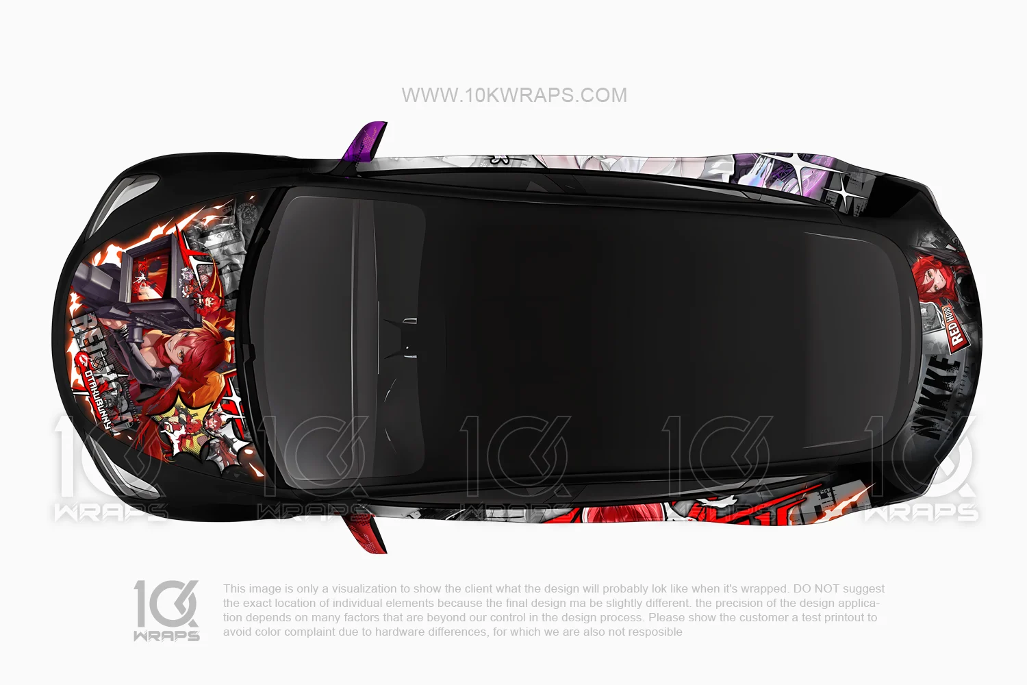 Red Hood Goddess of Victory: NIKKE Itasha Wrap Designer for Tesla