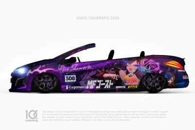 Rice Shower Pretty Derby Itasha Car Wrap for Lotus Evora S Mansory 10KWRAPS